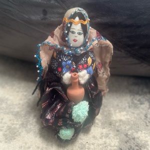 Turkish Handmade Doll Woman Clay Pitcher Ethnic Traditional Outfit Folk Art